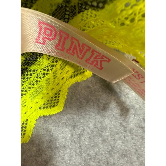 PINK Victoria's Secret Neon Yellow Lace Racerback XS Bralette Bra Neoncore Rave - Picture 5 of 13